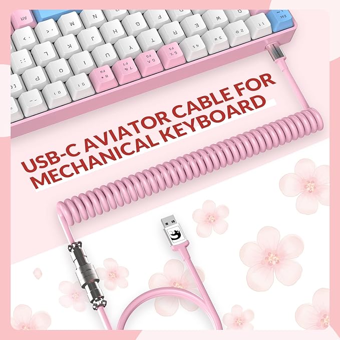 ZIYOU LANG RK-T8PR0 Wired 65% Mechanical Gaming Keyboard and Mouse Combo with RGB LED Backlit Anti-ghosting TKL Mini 68 Key Coiled C to A Cable Tactile Blue Switch for PS4 PS5 Xbox PC Mac Gamer(Pink)