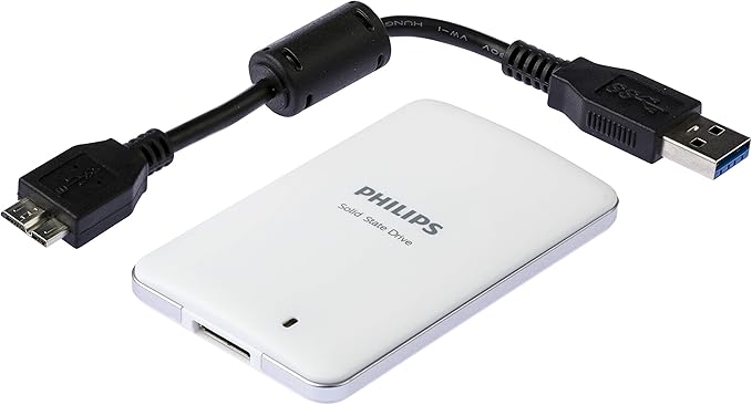 PHILIPS External SSD 120 GB USB 3.0 Portable Read spead up to 400 MB/S - Write Speed up to 390 MB/S White