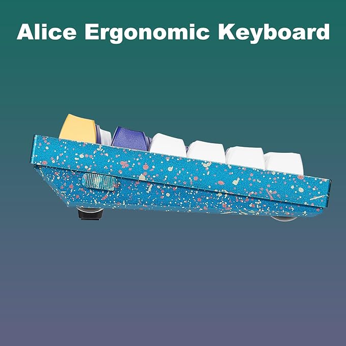 Hexgears F2 - Aluminum Custom Mechanical Keyboard Split Alice 83 Key Layout Ergonomic Keyboard Hot Swappable Creamy Linear Switch BT5.0/2.4GHz/USB-C RGB Backlit for Win/Mac (Color Blue)