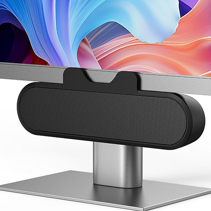 SUNGOOYUE Computer Speakers with Clamp Mount USB Powered 10W Stereo Sound for Desktop Monitor Space Saving USB C Connectivity PC Laptop Workstation