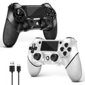 AceGamer 2 Pack for PS4 Controller Wireless Controller for PS4/Pro/Slim/PC with Non-Slip Grip of Both Sides and USB-C Cable! (Black and White)