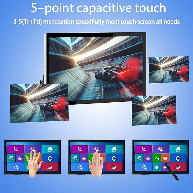 HMTECH Raspberry Pi Screen 10.1 Inch Touchscreen Monitor 1024x600 Portable HDMI Monitor 16:9 IPS Screen Display for Raspberry Pi 5/4/3/2/Zero/B/B+ Win11/10/8/7 Free-Driver