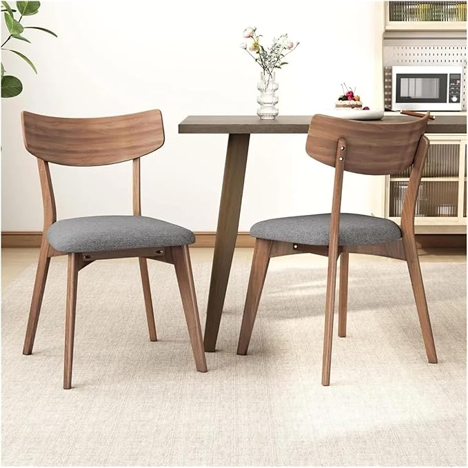 Adjustable Office Computer Chair with Armrest 1pcs Upholstered Dining Chairs with Curved Backrest and Wood Legs Walnut Finished Frame