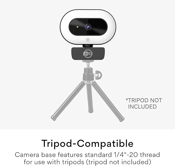 MEE audio CL8A 1080p HD Webcam with Ring Light Microphone Autofocus Low Light Correction 360° Rotation USB Streaming Web Camera for Video Calling via Zoom/Skype on Computer PC Mac Laptop Desktop