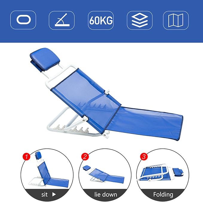 Adjustable Padded Breathable Beach Travel Back Rest Foldable Angle Adjustable Healthcare Bed Support BackrestSit Up or Reclined Positionfor Travel Read Eat Watch TV for Bed