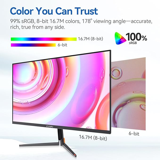 24 Inch 1440P MonitorQHD 100Hz IPS Monitor 99% sRGB Color Gamut16.7 Million Color Adaptive Sync Slim Frame HDMI/DP VESA Mountable for Gaming and Office