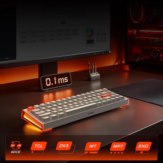 DAREU COOL68 60% Wired Gaming Keyboard Rapid Trigger Magnetic Switch Keyboard with 8000Hz Polling Rate Adjustable Actuation 0.1ms Latency SOCD Gasket Mount Hot swappable RGB Light