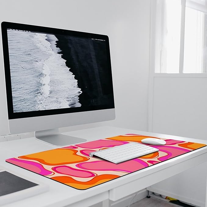 Abstract Mouse Pad Large Desk Mat Extended Keyboard Mouse Pad with Non-Slip Base and Stitched Edge Mouse Mat Desk Pad 36x16 Mouse Pads for Desk Home Office Gaming