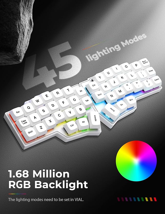 YIVU CORNE V4.1 Split Mechanical Keyboard 40% 3x6 Ortholinear Layout QMK/Vial Programmable Wired Hot-Swappable RGB Gaming Keyboard Pre-Lubed Linear Switches Ergonomic Typing