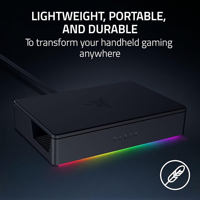 Razer Handheld Dock Chroma: Charging Hub &amp Expand Connectivity for Mobile Gaming &amp Tablets - iPhone 16 Steam Deck ROG Ally Switch &amp More - USB C USB A (3) HDMI GbE - 100W Power Passt