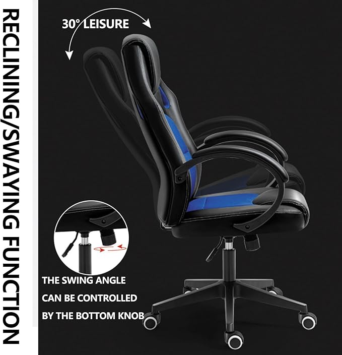 Ergonomic Office Gaming Computer Desk Chair Comfortable Leather Home Chair with Reclining Rocking Feature Modern Stylish PU Leather Chair for Study Work and Gaming Executive Living Room Bedr