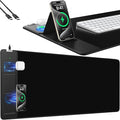 Mouse Pad with Foldable Phone Holder Wireless Charging Desk Mat 31.5x15.8 Large Mousepad with Superior Micro-Weave Cloth XXL Desk Pad with Non-Slip Waterproof Keyboard Pad for Home &amp Office