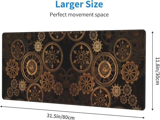 Cool Steampunk-Large Mouse Pad Gaming Mousepad XL 12x31.5 in Desk Pad Large Non-Slip Rubber Base Desk Mats on Top of Desks Mouse Pads for Wireless Mouse Computer Desks Accessories