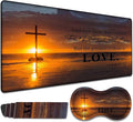 TCG Gaming Pad + Wrist Pad Set MTG Play Mat Office Mouse Pad 24 x 14 Table Mat Edge Stitched Non-Slip Base - Christian Cross