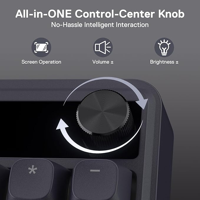 Redragon K762 Wireless Gasket Gaming Keyboard w/Hype Screen &amp Knob 104 Keys Mechanical Keyboard Easy-Control 1.14’’ TFT Info Display 5-Layer Noise Dampening Round PBT Keycaps Mint Mambo Switc