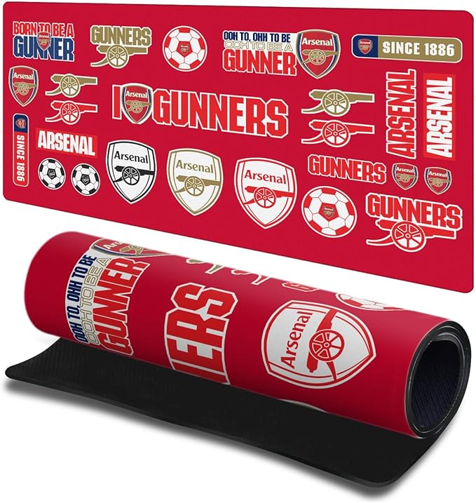 Head Case Designs Officially Licensed Arsenal FC Collage Crest Logo &amp Patterns 23.62 x 11.81 x 0.12 inches (600 x 300 mm) - L Gaming Office Desk PC Keyboard Mouse Mat Pad