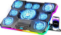 ChillCore Laptop Cooling Pad RGB Lights Laptop Cooler 9 Fans for 15.6-19.3 Inch Laptops Gaming Laptop Fan Cooling Pad with 8 Height Stands 2 USB Ports - A21 Blue