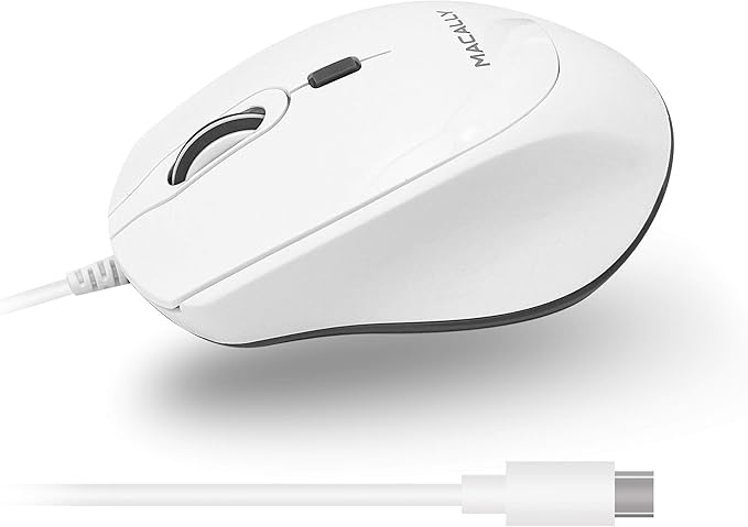 Macally USB C Wired Mouse and an Adjustable Vertical Laptop Stand Universally Designed for Any Laptop