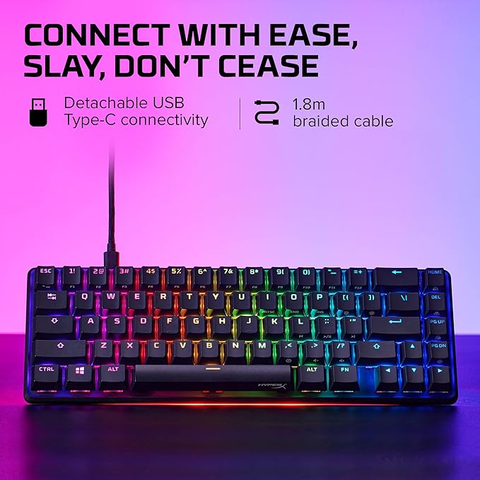 HyperX Alloy Origins 65 - Mechanical Gaming Keyboard – Compact 65% Form Factor - Tactile Aqua Switch - Double Shot PBT Keycaps - RGB LED Backlit - NGENUITY Software Compatible