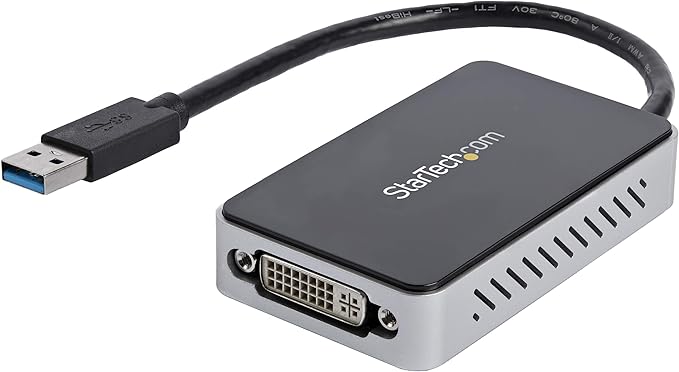 StarTech.com USB 3.0 to DVI Adapter with 1 Port USB Hub - 1920x1200 - External Video &amp Graphics Card - Dual Monitor Display Adapter - Supports Windows (USB32DVIEH)