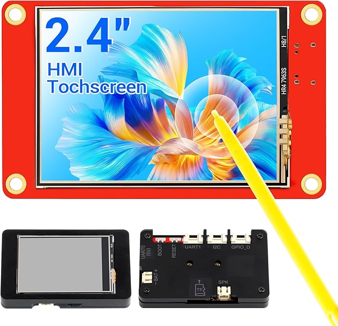 ELECROW ESP32 Display 320×240 2.4 Inch HMI Touch Screen SPI TFT LCD Touchscreen with Acrylic Case 32-Bit LX6 Dual-Core Processor Up to 240MHz Compatible with Arduino LVGL PlatformIO MicroPython