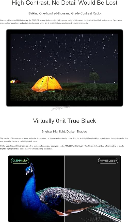 10.5inch HDMI Capacitive Touch AMOLED 2560×1600 2K Resolution with Fully Laminated Toughened Glass Panel for Raspberry Pi Jetson Nano PC Windows 11/10 / 8.1/8 / 7 CM4