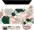 ARTSO Desk Mat Large Gaming Mouse Pad Wrist Support Set Ergonomic Keyboard Wrist Rest Desk Pad with Coaster Combo Extended Mousepad with Non-Slip for Home Office Abstract Point