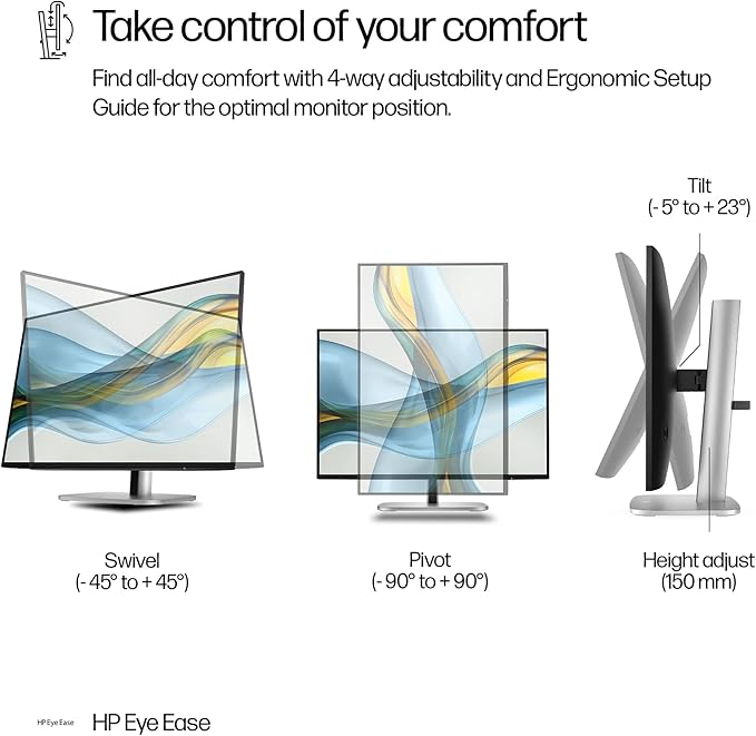 HP Series 5 Pro 24 100Hz 300 Nits WUXGA IPS Monitor Anti Glare Flicker Free VESA Mount (100mm) Adjustable Tilt Swivel Pivot &amp Dockztorm USB Port Expander Black/Silver Color 2 Pack