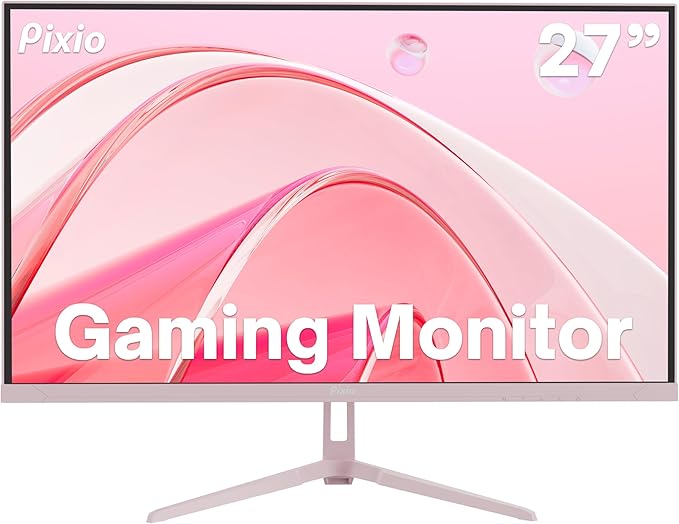 Pixio PX278 Wave Pink 27 inch 180Hz Refresh Rate FHD 1440p Resolution Fast IPS Panel 1ms GTG Response Time Gaming Monitor and PS1S Wave Pink Single Monitor Arm - Fits up to 32 inches and 19.8lbs