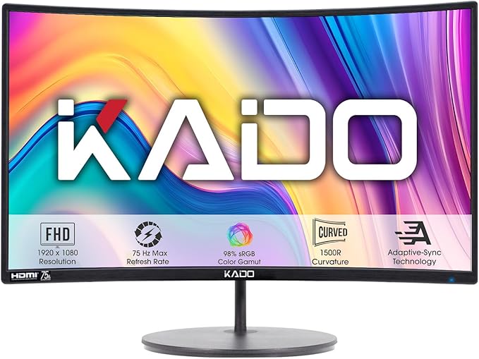 Kado Dual Monitor Setup - 2-Pack 27 Curved 1920x1080 Computer Monitor 1500R 75Hz VESA Mount HDMI Office Gaming Hybrid Built-in Speakers (C27X Dual Series)