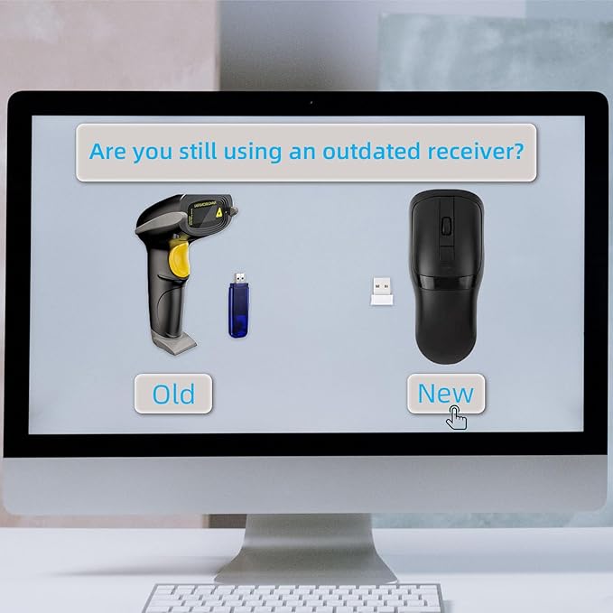 New Wireless Mouse Barcode Scanner 2-in-1 Design 2D Handheld Barcode Scanner with Wireless Mouse Functions for POS SystemStoreSupermarket Warehouse.(Black)