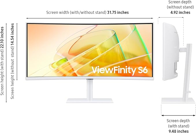 Samsung 34” ViewFinity (S65TC) Series Ultra-WQHD 1000R Curved Computer Monitor HDR10 100Hz AMD FreeSync Thunderbolt 4 Height Adjustable Stand Built-in Speakers Eye Care LS34C650TANXGO 2024
