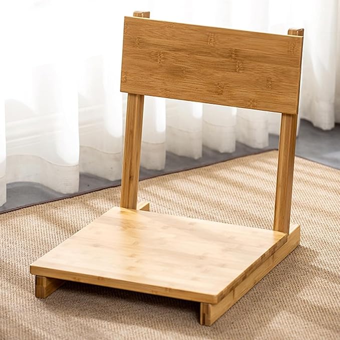BTZHY Floor Chair Japanese Legless Tatami Chair Wooden Legless Back Chair Decorative Meditation Floor Seat for Windowsill Living Room Bedroom(A)