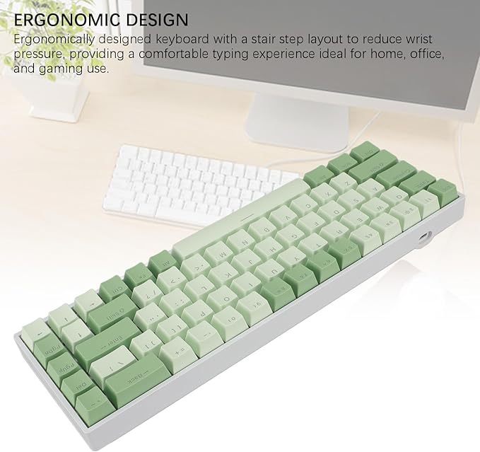 Yoidesu Mechanical Keyboard USB C Wired Gaming Keyboard RGB Backlit 68 Keys Blue Switch Computer Keyboard for Wins 2000 ME for Vista