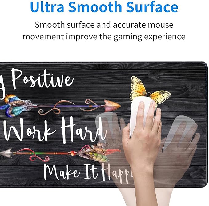 Large Gaming Mouse Pad Keyboard Wrist Rest pad + Mouse Wrist pad + Coaster Set Extended Waterproof Non-Slip Table mat Suitable for Home Office - Stay Positive Work Hard and Make It Happen