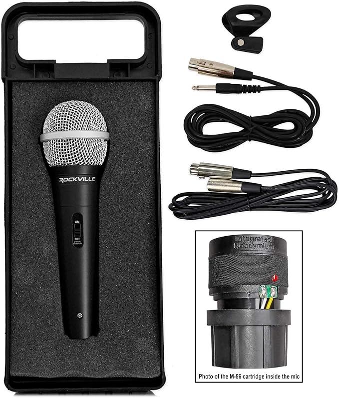 Rockville RMC-XLR Bundle: High-End Metal Handheld Wired Dynamic Microphone w (2) Cables iSTAND 85 Dual Desktop Boom Arm Stand for Mic/iPhone/iPad 2-Items