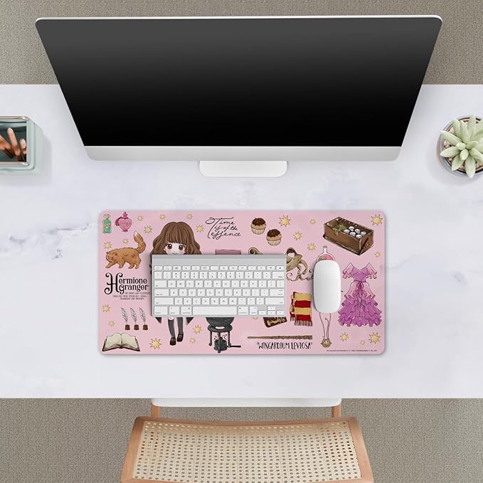 Head Case Designs Officially Licensed Harry Potter Hermione Pattern Graphics 23.62 x 11.81 x 0.12 inches (600 x 300 mm) - L Gaming Office Desk PC Keyboard Mouse Mat Pad