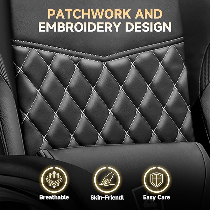 GTPLAYER Gaming Chair High Back Leather Computer Game Chair with Footrest Ergonomic Height Adjustable Office Chair with Removable Cover and Lumbar Support for Gaming and Work (Black)