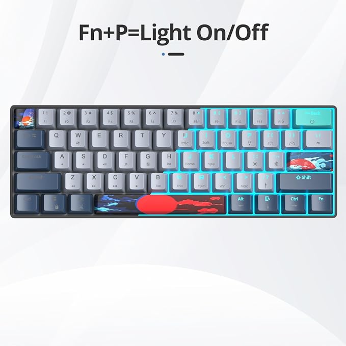 60 Percent Gaming Keyboard 61 Keys Wired Mechanical Keyboard Ultra Compact Key Board Red Switch LED Backlit for Windows Laptop Gamer