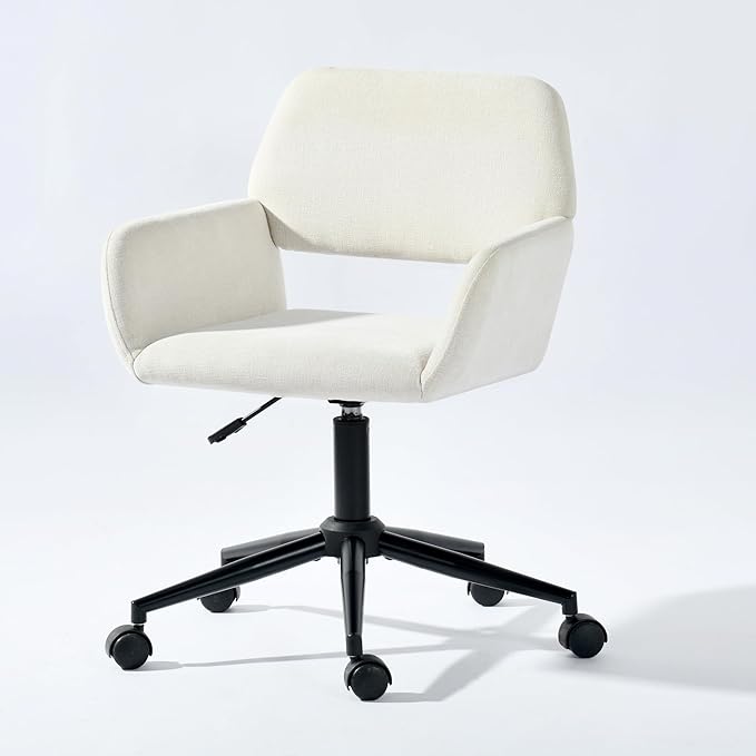 Homy Casa Swivel Adjustable Height Video Game Chair Mid Back Armchair for Work Home Office Living Room Modern Upholstered Computer Desk Chair