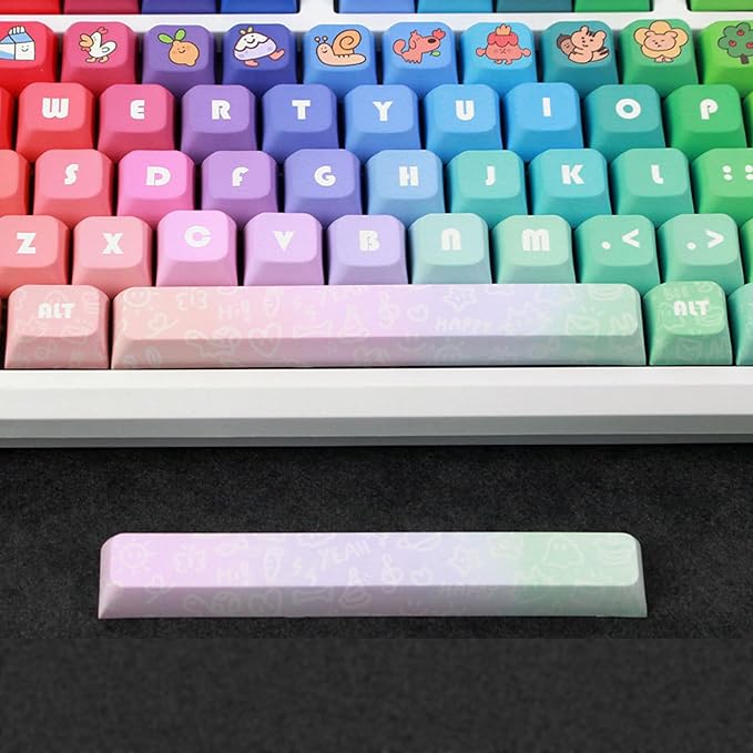 PBT keycaps Keycaps 133PCS Rainbow Keycaps XDA Profile Full Set Keycap DyeSubbed Thick PBT Caps for Gaming Mechanical Keyboard