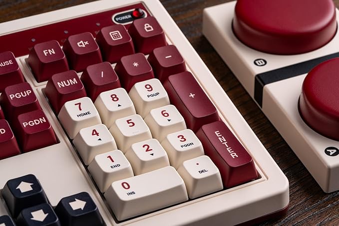 8BitDo Retro 108 Mechanical Keyboard with 108 Keys and Integrated Numpad Bluetooth/2.4G/USB-C Hot Swappable Wireless Gaming Keyboard for Windows and Android - Fami Edition