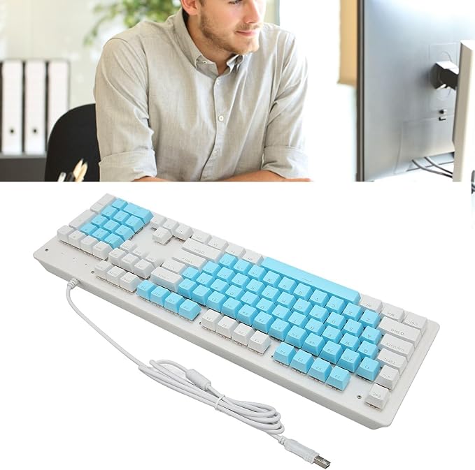 Vikye Gaming Keyboard with Mechanical Switch RGB Backlit 104 Keys USB Cable Widely Compatible with PC Laptop and Desktop (Red Switch