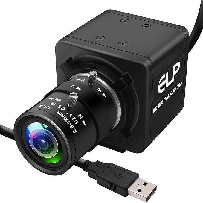 1080P USB Industrial Camera with Manual Zoom (2.8-12mm CS Lens) - 0.01Lux Low Light Vision Metal Case - Compatible with Windows/macOS/Linux for PCB Repair Industrial Inspection &amp Video Conferenc
