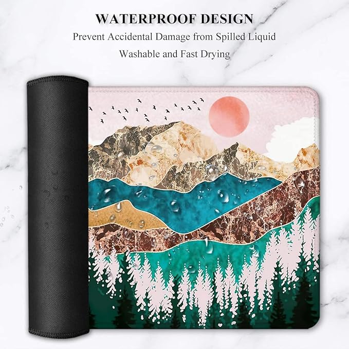 LATEEFAH Large Mouse Pad and Keyboard Wrist Rest Desk Pad for Keyboard and Mouse Extended Gaming Mouse Pad with Wrist Support Waterproof Non-Slip Desk Mouse Mat for Office Home