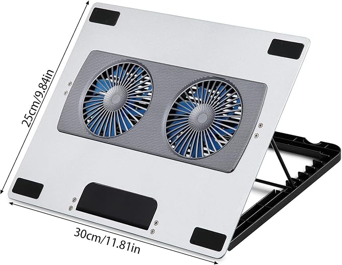 Foldable Laptop Cooling Pad with 6 Adjustable Heights Setting Double Quiet Fan for 10-16inch Notebook