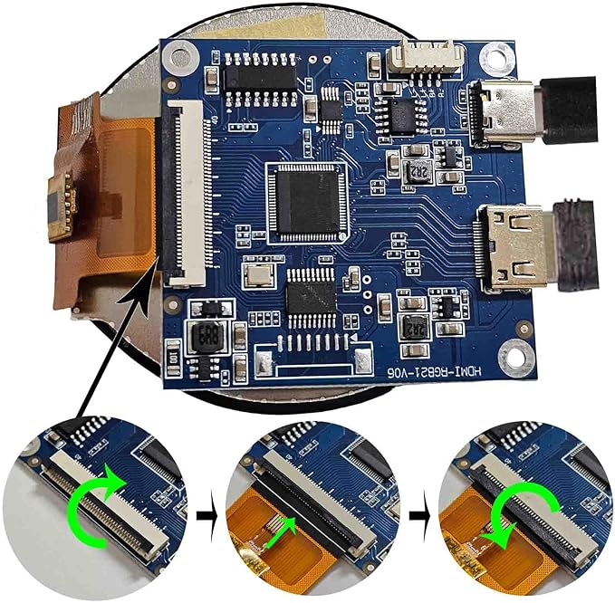 2.1 inch 480X480 IPS MIPI 300nit Circle LCD Touch Screen and 40 pins Controller Board