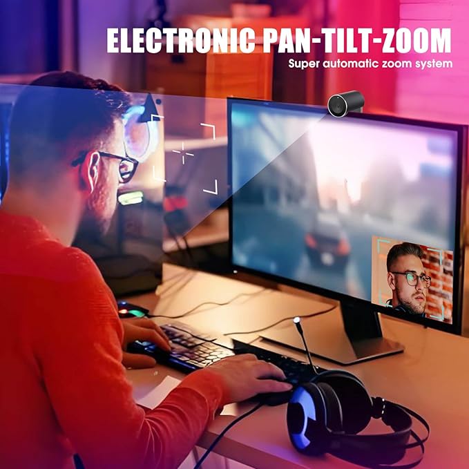 4K Webcam UHD CMOS Sensor Noise Canceling Mic AI Autofocus Adjustable FOV Built-in Privacy Cover Works for Teams Zoom Google Meet PC/Mac/Laptop/MacBook/Tablet