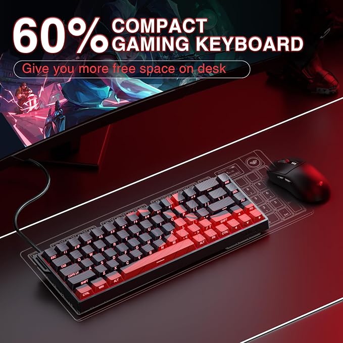 AULA WIN68 HE MAX - Hall Effect Gaming Keyboard with Magnetic Switch Adjustable Actuation Fast Trigger Mode 8KHz Polling Rate RGB Backlit Wired Mechanical Gaming Keyboard 60 Percent Compact Design