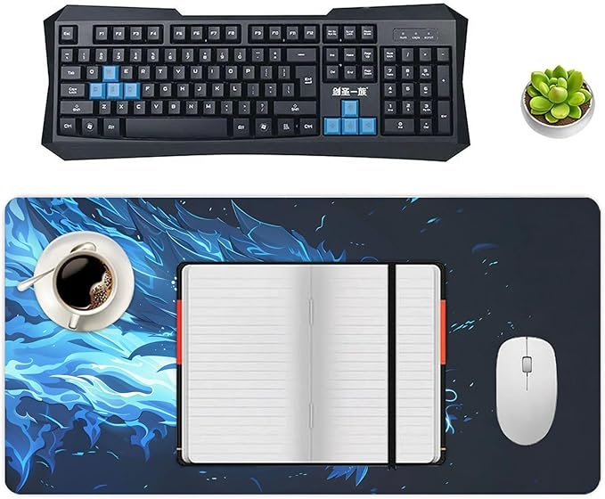 XXL Gaming Mouse Pad Animal Flame Dragon XXL Gaming Mouse Pad Large Desk Mat Protector for Desktop Anti-Slip Rubber Extended Computer Keyboard Mat Writing Pad for Work Office 15.7 * 35.4 inB-1765
